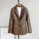 Women Girl Sheep Leather Suit Coat Lady Real Leather Slim Jacket Fashion Clothes JT3326
