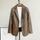 Women Girl Sheep Leather Suit Coat Lady Real Leather Slim Jacket Fashion Clothes JT3326