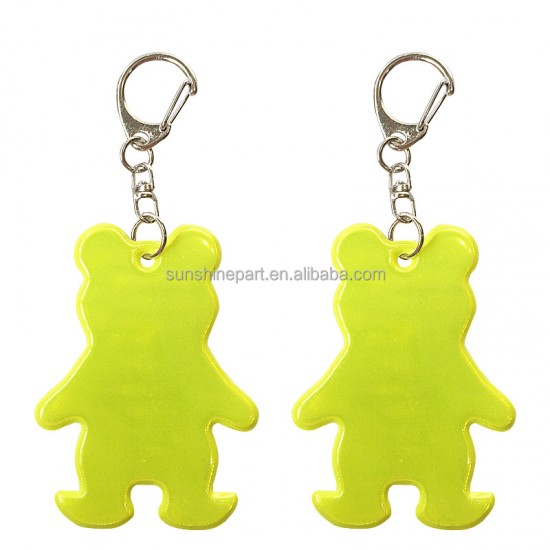 BSCI Factory CE Yellow Reflective Keychain with logo Printing