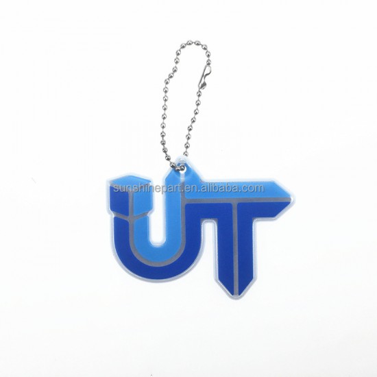 BSCI Factory CE Yellow Reflective Keychain with logo Printing