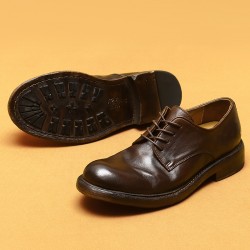 S0094Y Business Casual Leather Shoes Men's  Water Washing    Bottom Round Head Round Head Foreign Trade Handmade