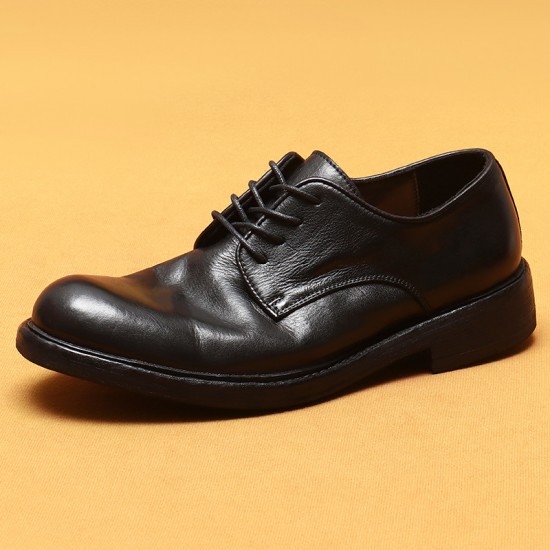 S0094Y Business Casual Leather Shoes Men's  Water Washing    Bottom Round Head Round Head Foreign Trade Handmade