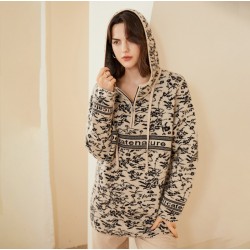 Fashionable Women's Hoodies Sweatshirts Double Jacquard Cashmere Zip Hoodie Sweater for Women Customized Winter Clothes for Men