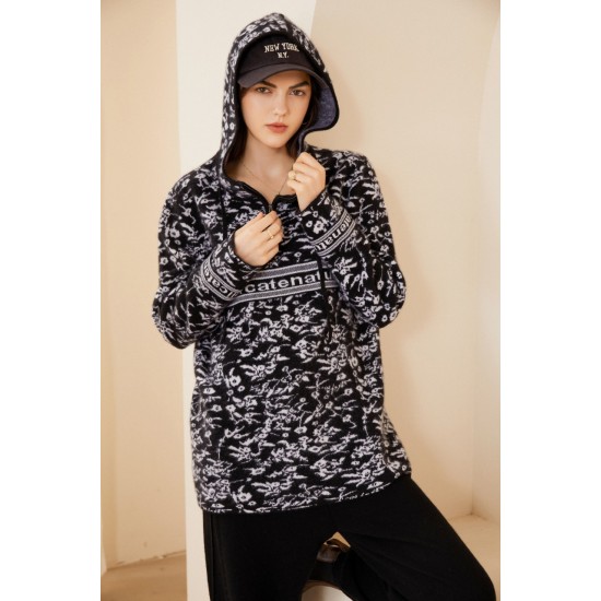 Fashionable Women's Hoodies Sweatshirts Double Jacquard Cashmere Zip Hoodie Sweater for Women Customized Winter Clothes for Men