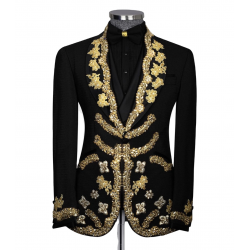 Embroidery Men Suits Groom  Wedding Tuxedo Party Business Applique Blazer for Men 3 Piece Jacket Vest Pants