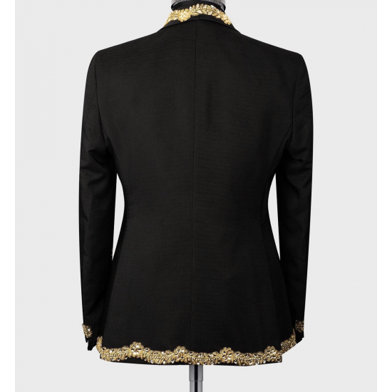 Embroidery Men Suits Groom  Wedding Tuxedo Party Business Applique Blazer for Men 3 Piece Jacket Vest Pants