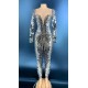 Shiny Photoshoot Mirror Sequins Ladies Rompers Dancing Clothes Long Sleeve Show Bodysuit Women Night Club Bodycon Jumpsuits