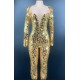 Shiny Photoshoot Mirror Sequins Ladies Rompers Dancing Clothes Long Sleeve Show Bodysuit Women Night Club Bodycon Jumpsuits