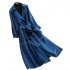 High Quality Women's Long Peacock Blue Trench Coat Classic Midi High Street Double Faced Woolen with Wool Lining S-XL Sizes