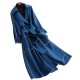 High Quality Women's Long Peacock Blue Trench Coat Classic Midi High Street Double Faced Woolen with Wool Lining S-XL Sizes