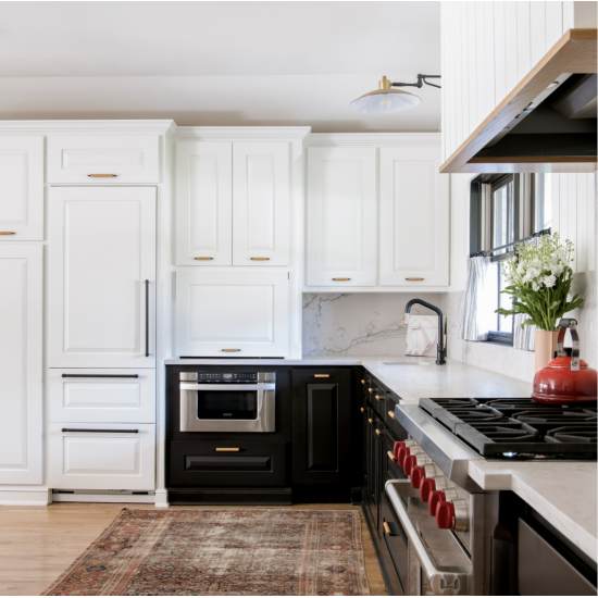 Skyline Complete Set of Furniture with High End Black and White Kitchen Cabinet and Wooden Display Cabinet and Shoe Cabinet