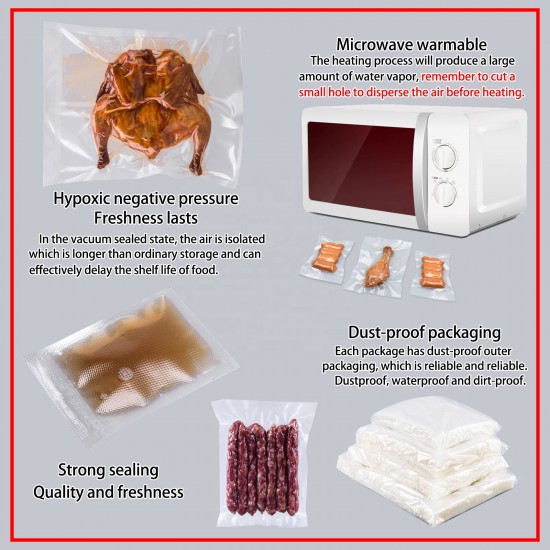 Wholesale  Boxes  Factory Price Vacuum Sealer Bags Commercial Grade PreCut Bag  Food Vac Bags for Storage Meal Prep or Sous Vide