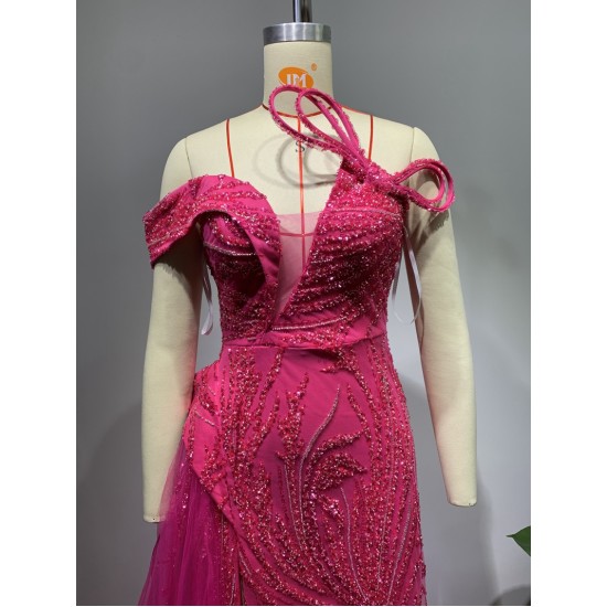 Women Clothes Ladies Off Shoulder Ball Grow Evening Dress Beading Sequin Sexy Prom Dresses