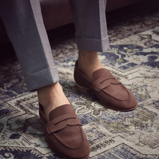 2024 New Style Men Bespoke Shoes Suede/Nubuck Leather Casual Shoes Loafers