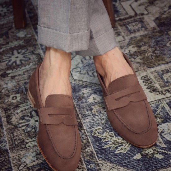 2024 New Style Men Bespoke Shoes Suede/Nubuck Leather Casual Shoes Loafers