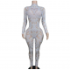 A8388 Factory Direct Custom Designer Clothes White Pearl Beading Jumpsuit Evening Sexy Women Clothes