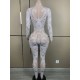 A8388 Factory Direct Custom Designer Clothes White Pearl Beading Jumpsuit Evening Sexy Women Clothes