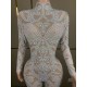 A8388 Factory Direct Custom Designer Clothes White Pearl Beading Jumpsuit Evening Sexy Women Clothes