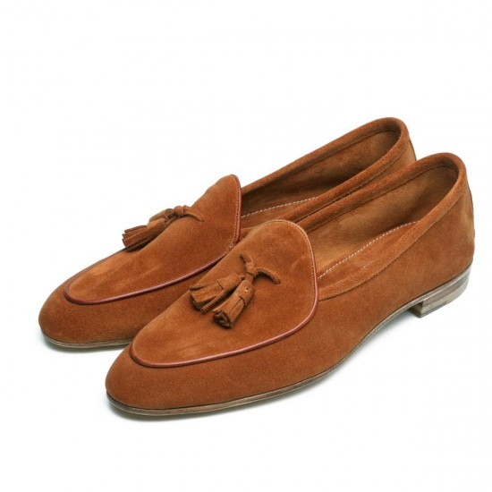 Loafer Shoes Suede/Nubuck Leather Shoes Men Bespoke Shoes With Tassels