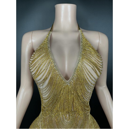 Fashion Latin Dance Practice Clothes Stage Temperament Performance Clothes Tassel Factory Direct Sales Rhinestone Dress