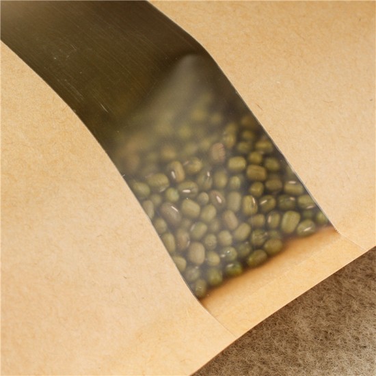 Supply Custom Food Packaging Stand Up Pouch Bag Golden Supplier Small Kraft Paper Bag With Clear Window