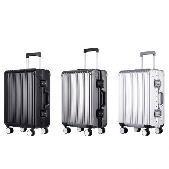 Wholesale Zipperless Hand Luggage Aluminum Travel Bags with Lock Spinner Hard Side Suitcase for Girls