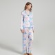 Custom Design Watercolor Printing Long Sleeves Silk Pajamas Set Satin Paj for Women