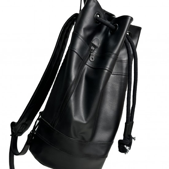 Real Cowhide Leather Sports Drawstring  Large Capacity Gym Bag Men Folding  Backpack Cycling Football Basketball Fitness Handbag