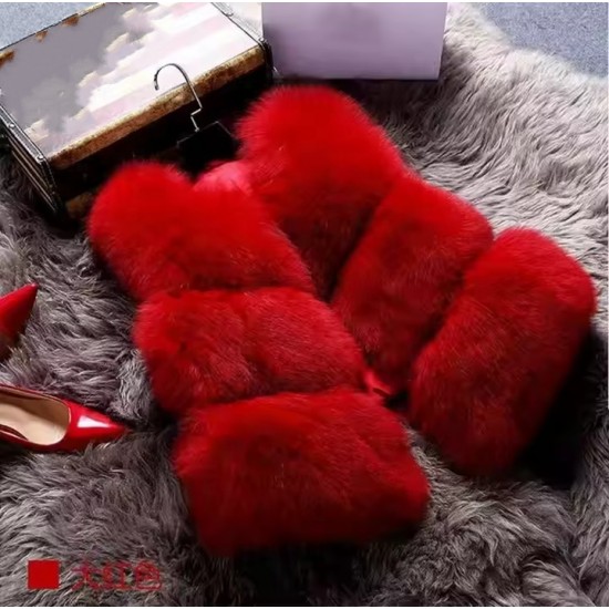 Fox Genuine Fur Vest Women's Winter Gilet Girls Ladies Fashion Fur Waistcoat Coat