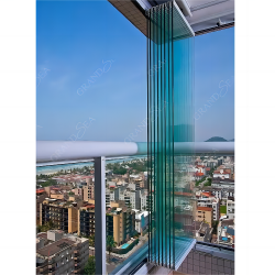 Grandsea High Quality Beautiful Design Frameless Folding Glass Door Tempered Glass Accordion Door Waterproof and Soundproof