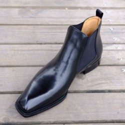 Goodyear Welt Hiding Sewing Shoes Top Calf Leather Ankle Boots Diamond Cut Handmade Men Formal chelsea Booties Factory