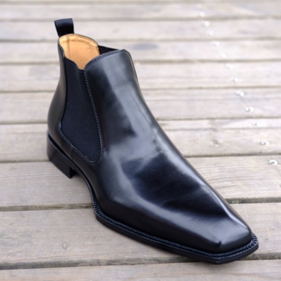 Goodyear Welt Hiding Sewing Shoes Top Calf Leather Ankle Boots Diamond Cut Handmade Men Formal chelsea Booties Factory