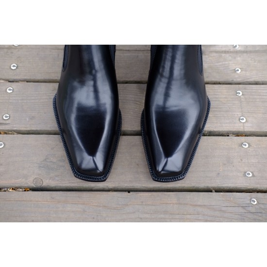 Goodyear Welt Hiding Sewing Shoes Top Calf Leather Ankle Boots Diamond Cut Handmade Men Formal chelsea Booties Factory