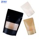 Stand up Pouch Ziplock Food Packaging Bag With Window and Black Kraft Paper Zipper Bag for Snacks
