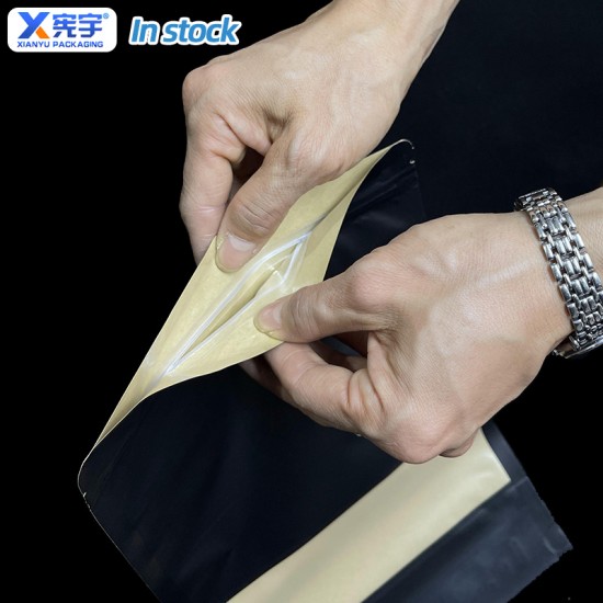 Black Kraft Paper Zipper Food Bag Moisture Proof Plastic Stand up Paper Bag With Windows Customizable Logo