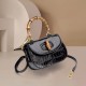 High Quality French Niche crocodile Leather Bamboo Handle Bag Crossbody Bag Designer Handbag