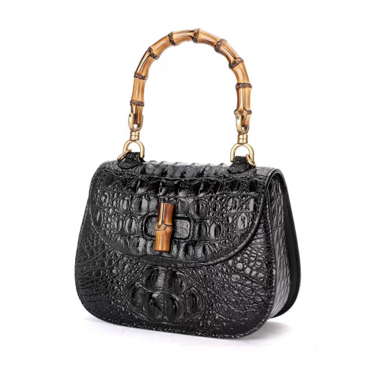 High Quality French Niche crocodile Leather Bamboo Handle Bag Crossbody Bag Designer Handbag