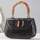 High Quality French Niche crocodile Leather Bamboo Handle Bag Crossbody Bag Designer Handbag