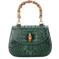 High Quality French Niche crocodile Leather Bamboo Handle Bag Crossbody Bag Designer Handbag