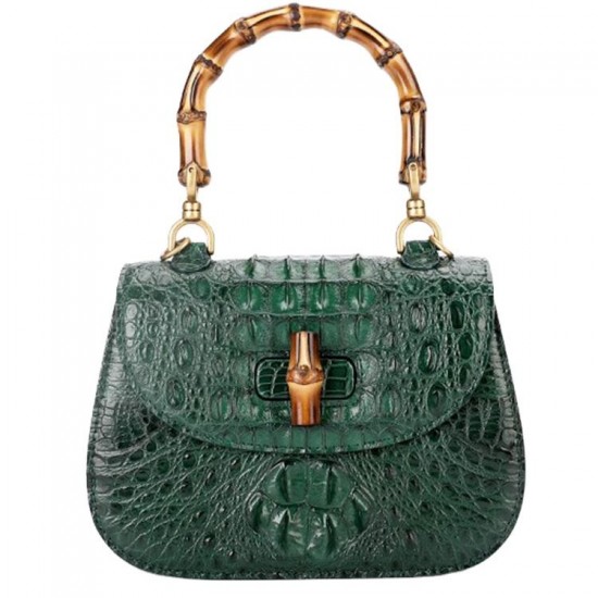 High Quality French Niche crocodile Leather Bamboo Handle Bag Crossbody Bag Designer Handbag