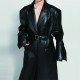 Winter Custom Fashion Long Blazer Leather Jacket Women  Genuine Sheepskin 100% Sheep Leather Coat With Leopard Pattern