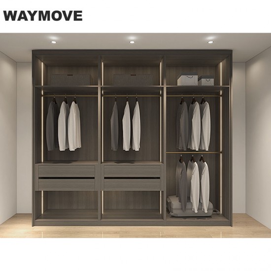 WAYMOVE Modern Bedroom Closet Wardrobe High-End Custom Wooden Design Space-Saving Modularity Glass Hotels Villas Clothes Storage
