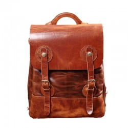New High-end Italian High Fat Vegetable Tanned Cowhide Leather Backpack Computer Bag Student Backpack Travel Bag