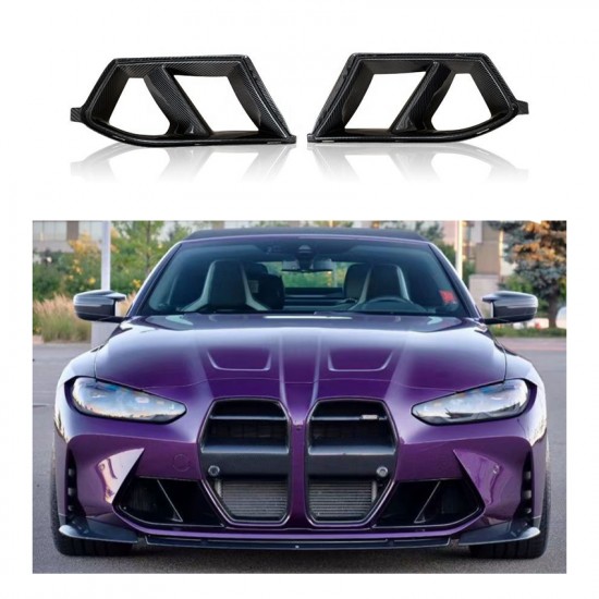 2PCS Dry Carbon Fiber Front Bumper Air Duct Vent Trim Replacement for BMW M3 G80 M4 G82 Front Bumper Air Duct Vent
