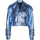 2025 Spring Shinny Blue Crocodile Textured Leather Jackets Women Real Sheepskin Coats Women Natural Motorcycle Clothes