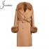 Classic Style Women Double Layer Wool Handmade Sew Coat Wholesale Women Cashmere Wool Coat With Real Fur