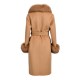 Classic Style Women Double Layer Wool Handmade Sew Coat Wholesale Women Cashmere Wool Coat With Real Fur