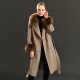 Classic Style Women Double Layer Wool Handmade Sew Coat Wholesale Women Cashmere Wool Coat With Real Fur