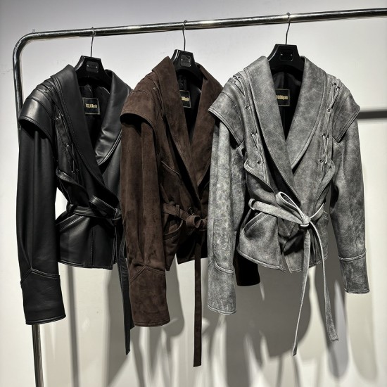 2025 Vintage Leather Jacket Female Brushed and Worn Leather Clothing Make Old Vintage Leather Clothes