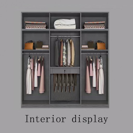 Hotel Wardrobe Bedroom Closet Modern Light Grey Color Design With Clothes Hanger Two Doors